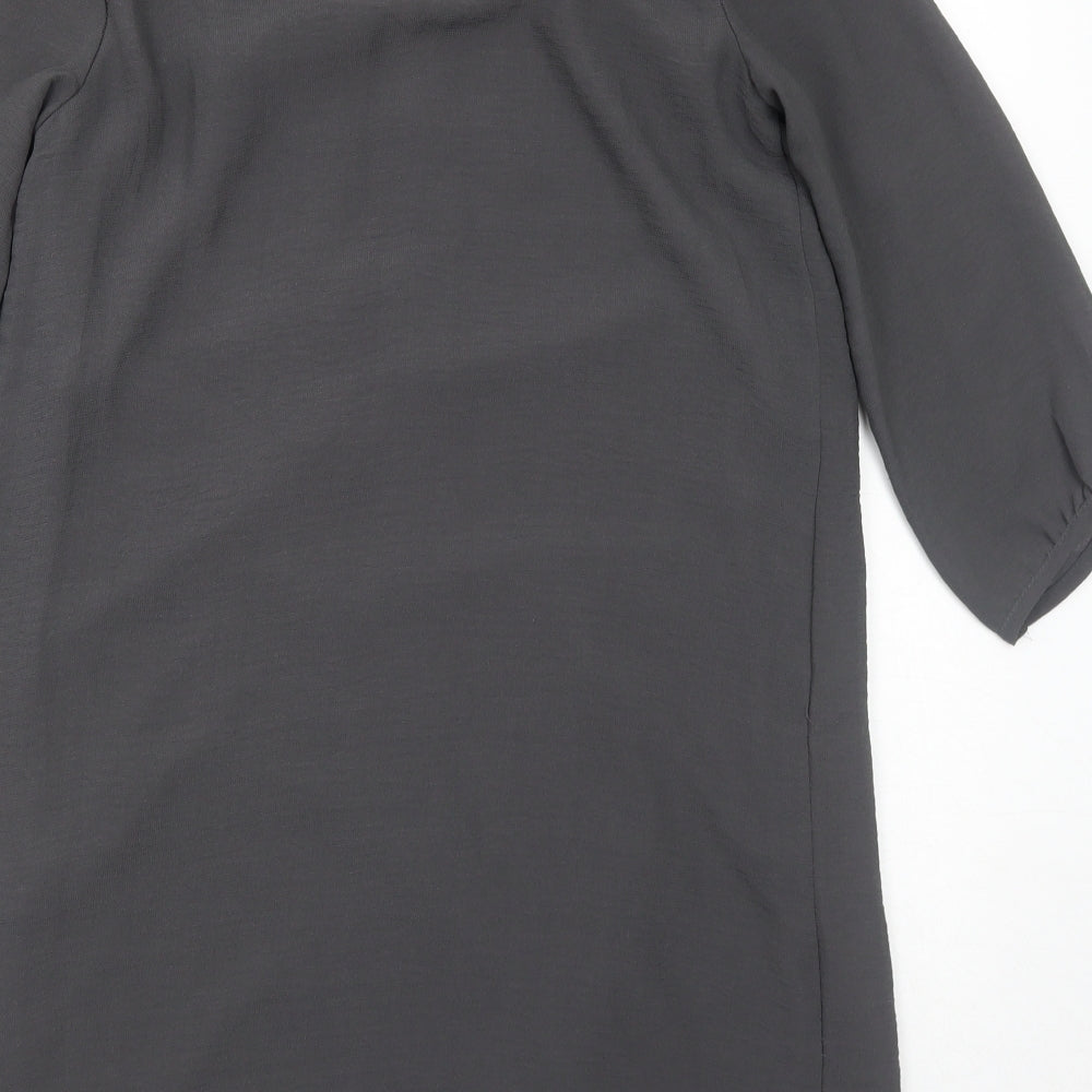 H&M Womens Grey Polyester A-Line Size 8 Round Neck Zip