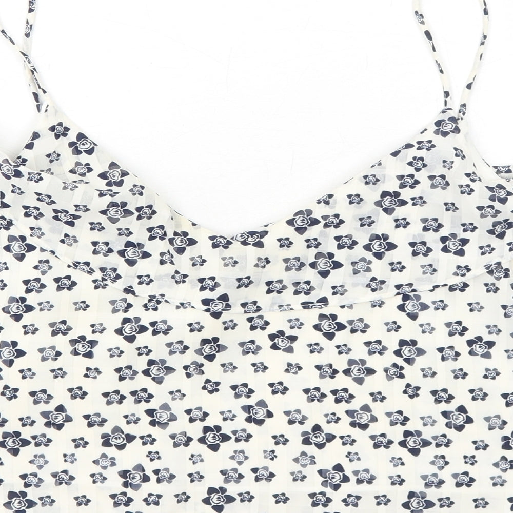 Topshop Womens White Floral Polyester Camisole Tank Size 14 V-Neck