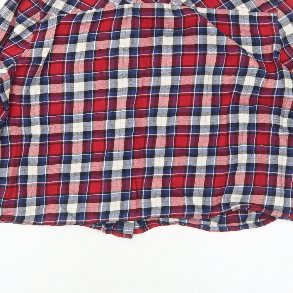 H&M Womens Red Plaid Cotton Basic Button-Up Size 10 Collared