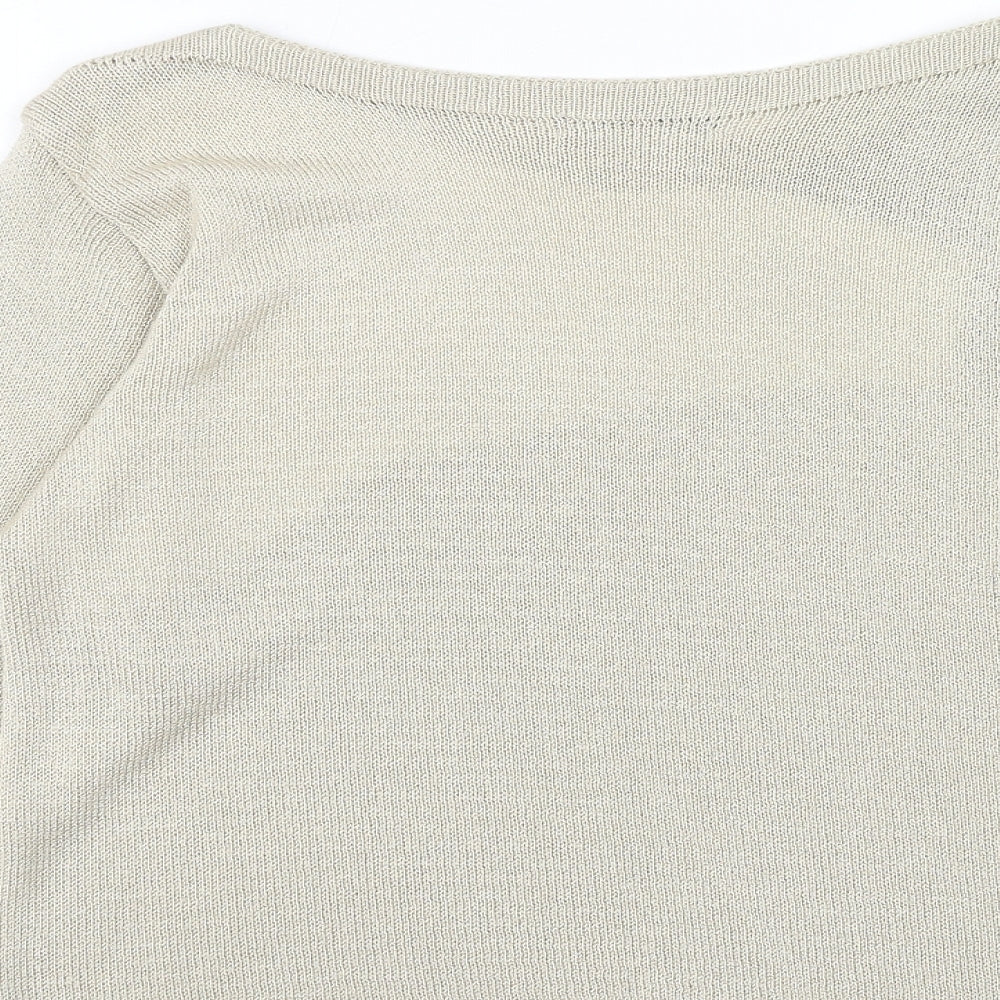 Alexara Womens Beige Boat Neck Acrylic Pullover Jumper Size L