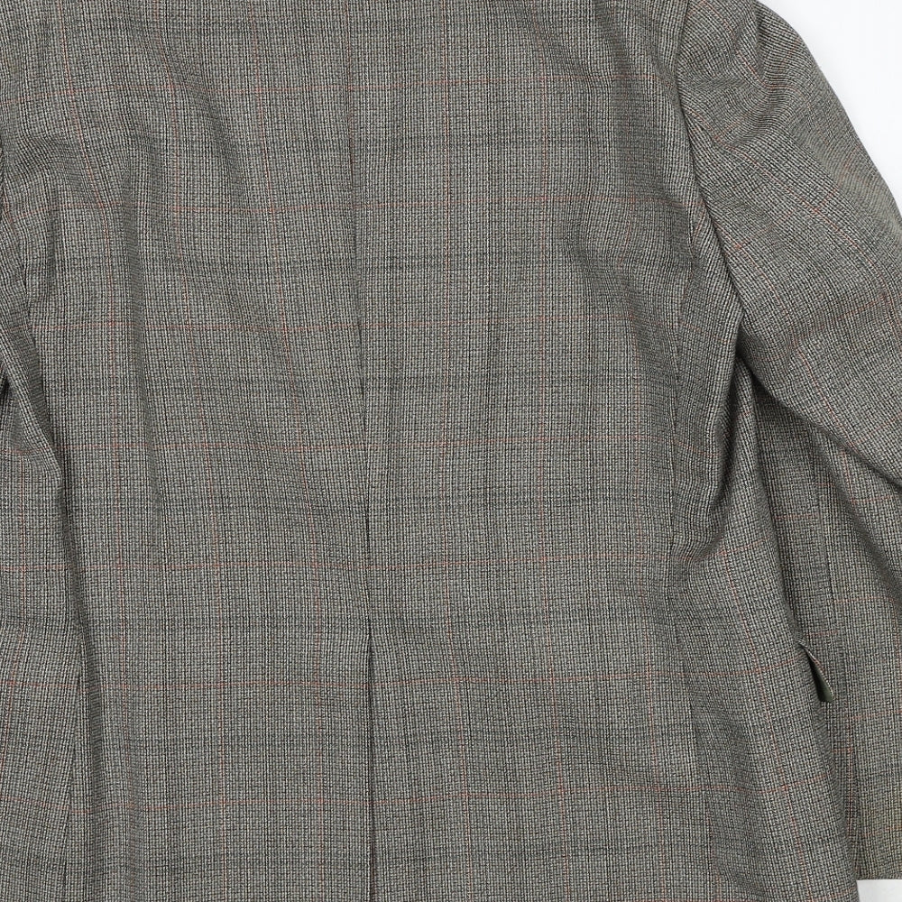 Weidemann Mens Grey Geometric Polyester Jacket Suit Jacket Size 44 Regular