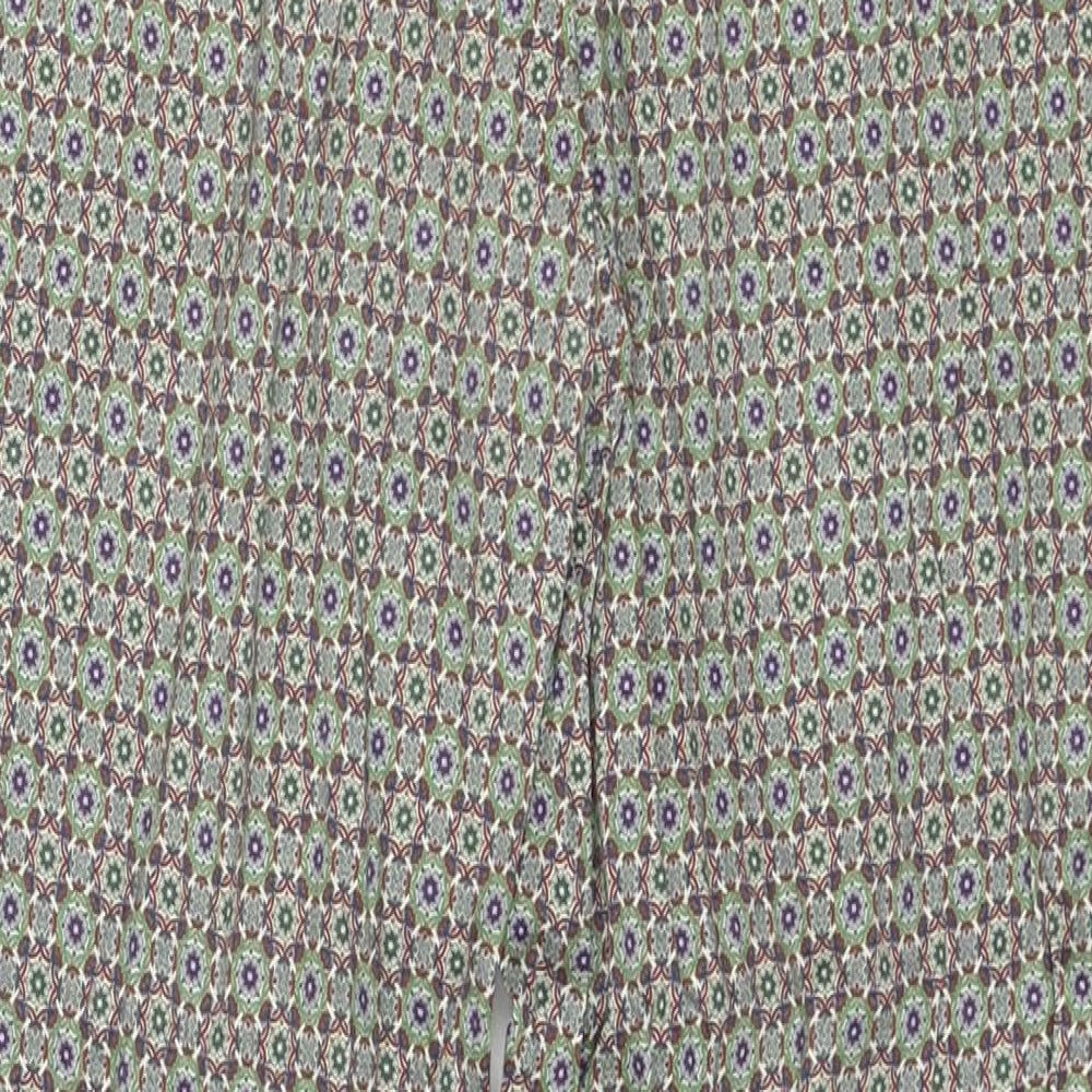 Zara Womens Multicoloured Geometric Polyester Trousers Size 10 Regular Zip