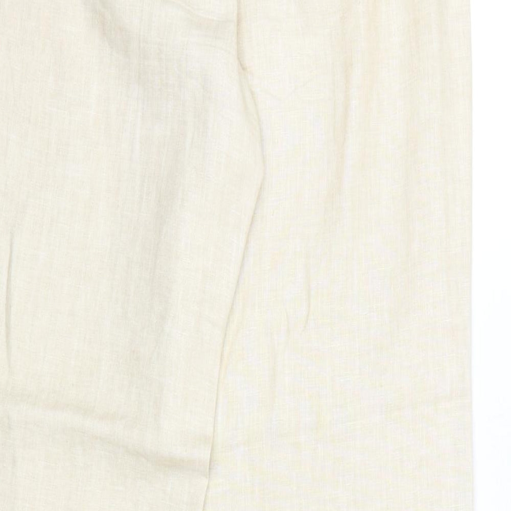 Michael Ambers Womens Beige Linen Trousers Size 16 Regular Zip