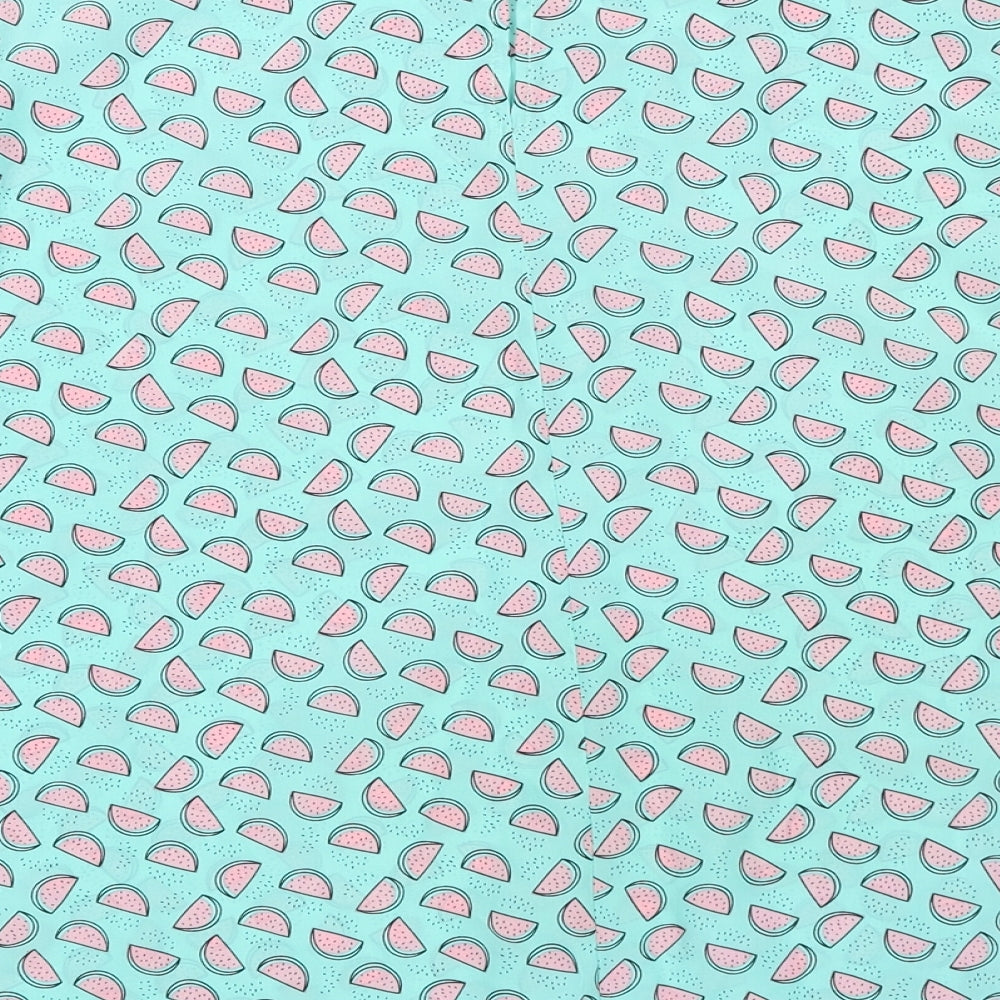 Marina Kaneva Womens Green Geometric Polyester Basic Blouse Size 14 Round Neck - Watermelon