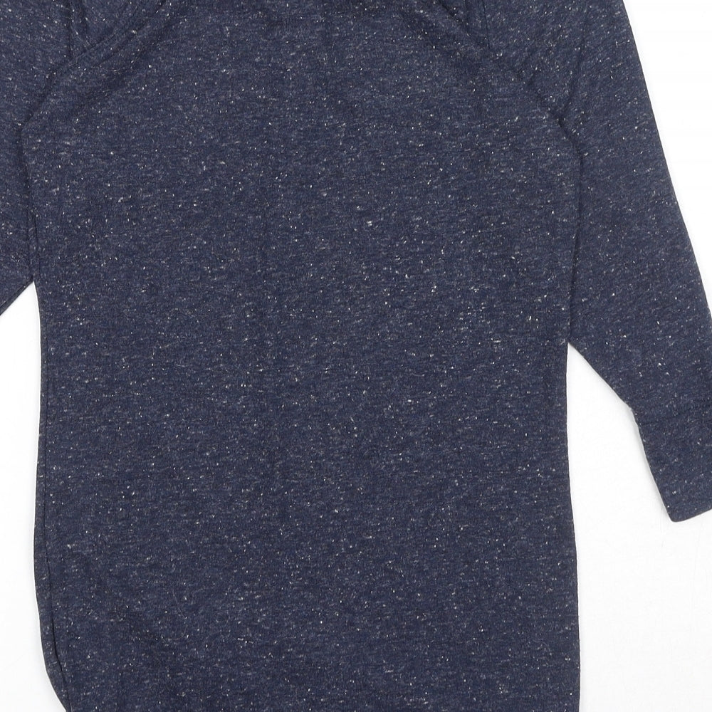Divided by H&M Womens Blue Geometric Polyester Basic Blouse Size 8 Round Neck