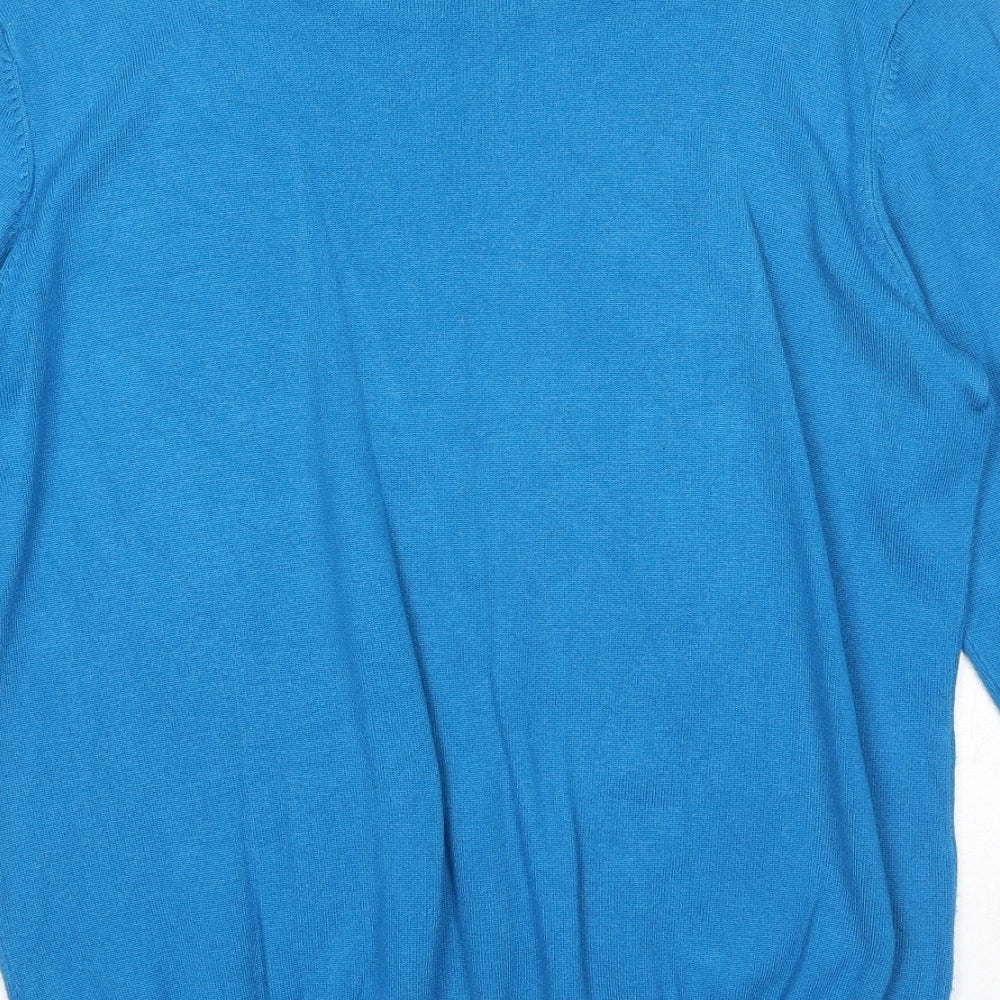 Bonmarché Womens Blue Round Neck Acrylic Pullover Jumper Size M