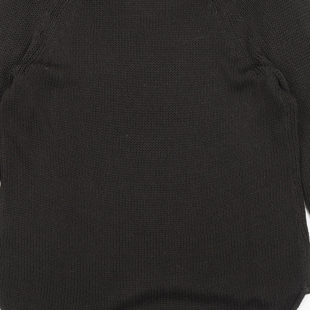 H&M Womens Brown V-Neck Acrylic Pullover Jumper Size M
