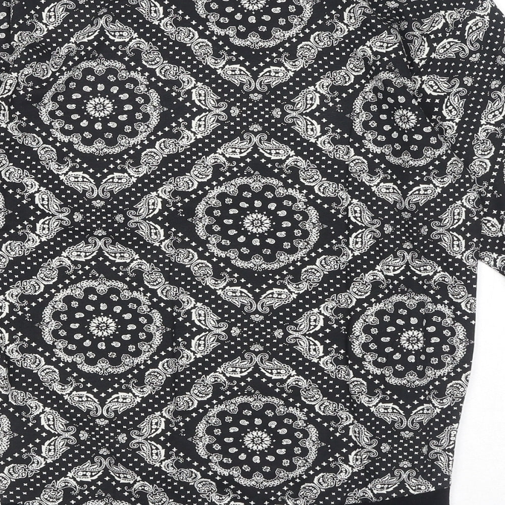 Divided by H&M Womens Black Geometric Cotton Basic Blouse Size XS Round Neck - I'm Not In To You