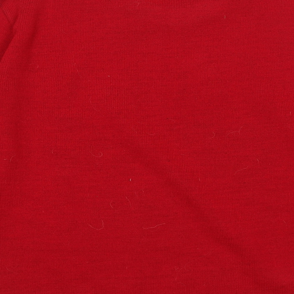 Envy Us Womens Red Round Neck Argyle/Diamond Acrylic Pullover Jumper Size XL