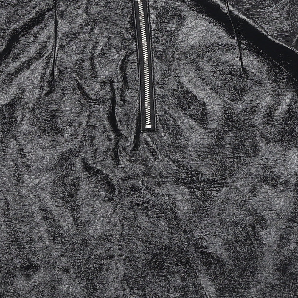 Marks & Spencer Womens Black Viscose A-Line Skirt Size 12 Zip