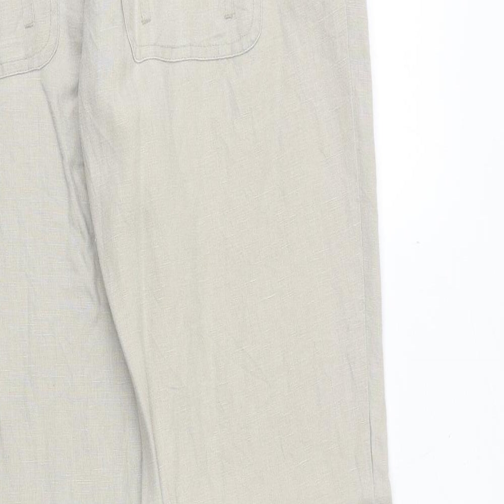 H&M Womens Beige Cotton Trousers Size 20 Regular Zip