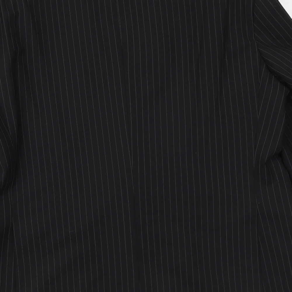 Marks & Spencer Mens Black Striped Polyester Jacket Suit Size 42 Regular