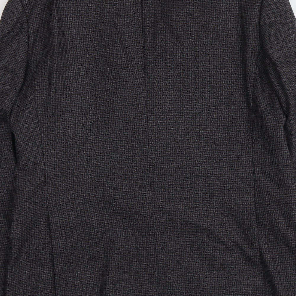 Marks & Spencer Mens Grey Geometric Wool Jacket Suit Jacket Size M Regular