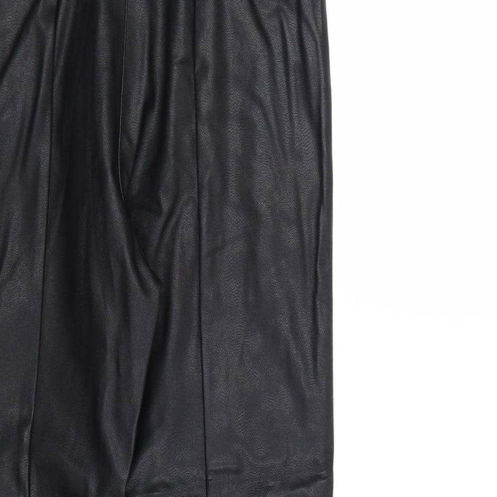 H&M Womens Black Polyurethane Trousers Size 8 Regular Zip