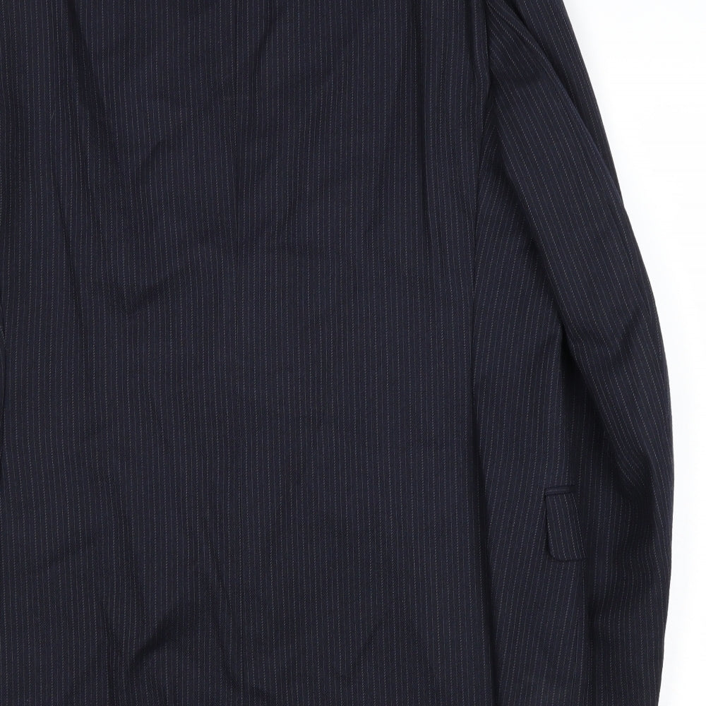St Michael Mens Blue Striped Wool Jacket Suit Jacket Size 44 Regular