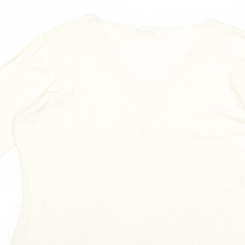M&Co Womens Ivory V-Neck Viscose Pullover Jumper Size XL
