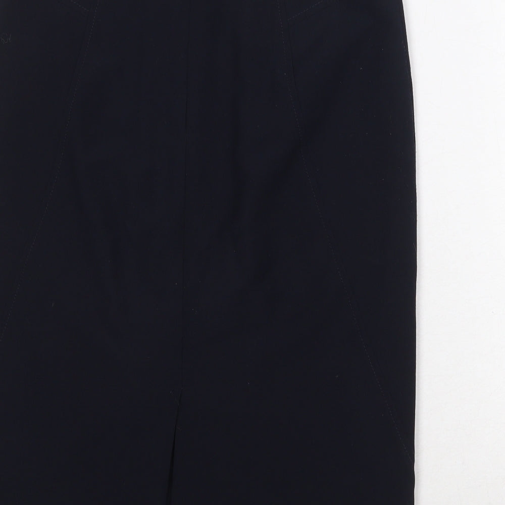 Marks & Spencer Womens Blue Polyester A-Line Skirt Size 8 Zip