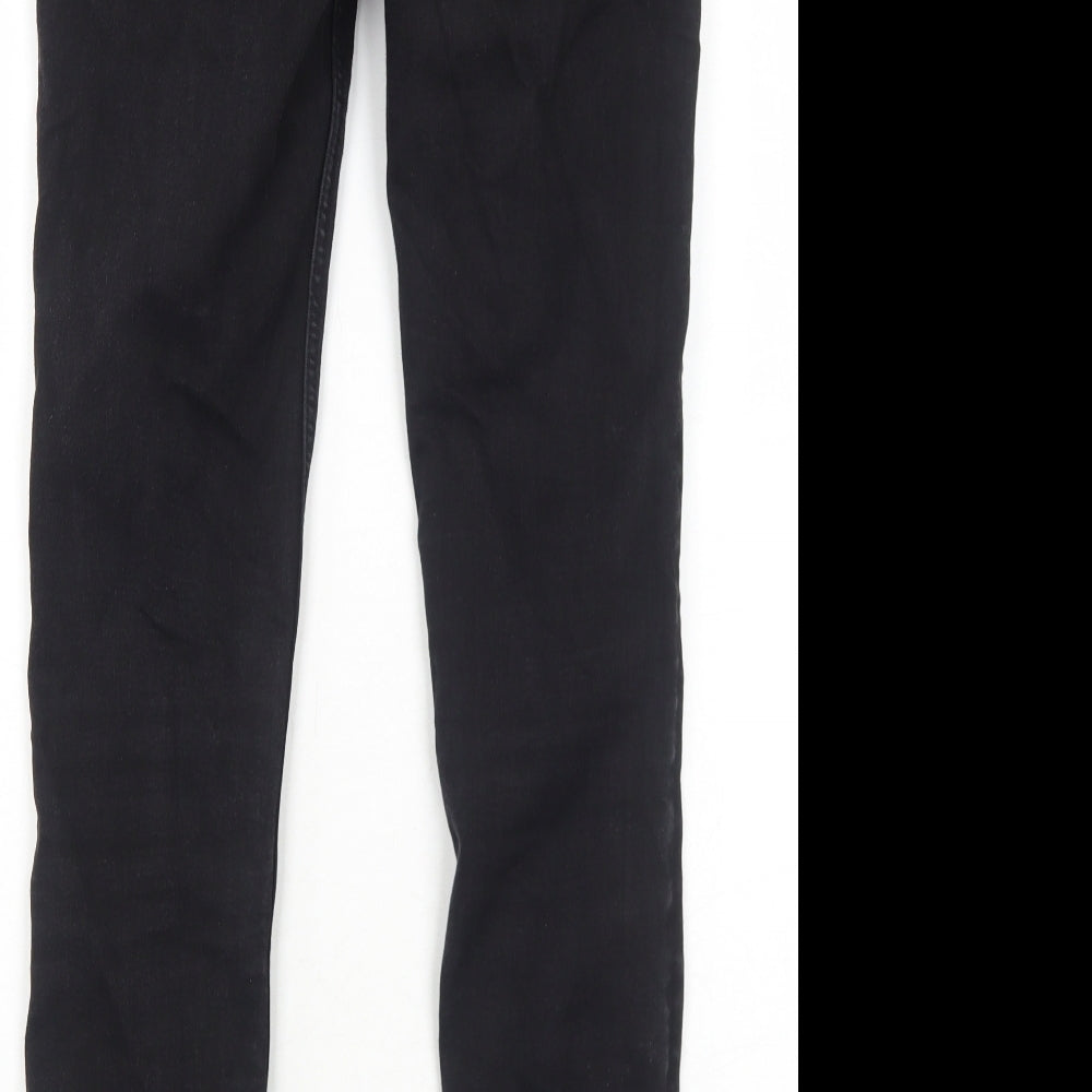 Marks & Spencer Womens Black Cotton Skinny Jeans Size 8 Regular Zip