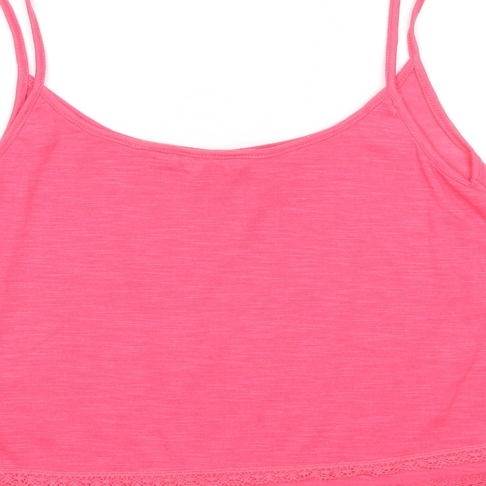 NEXT Womens Pink Cotton Basic Tank Size 14 Round Neck