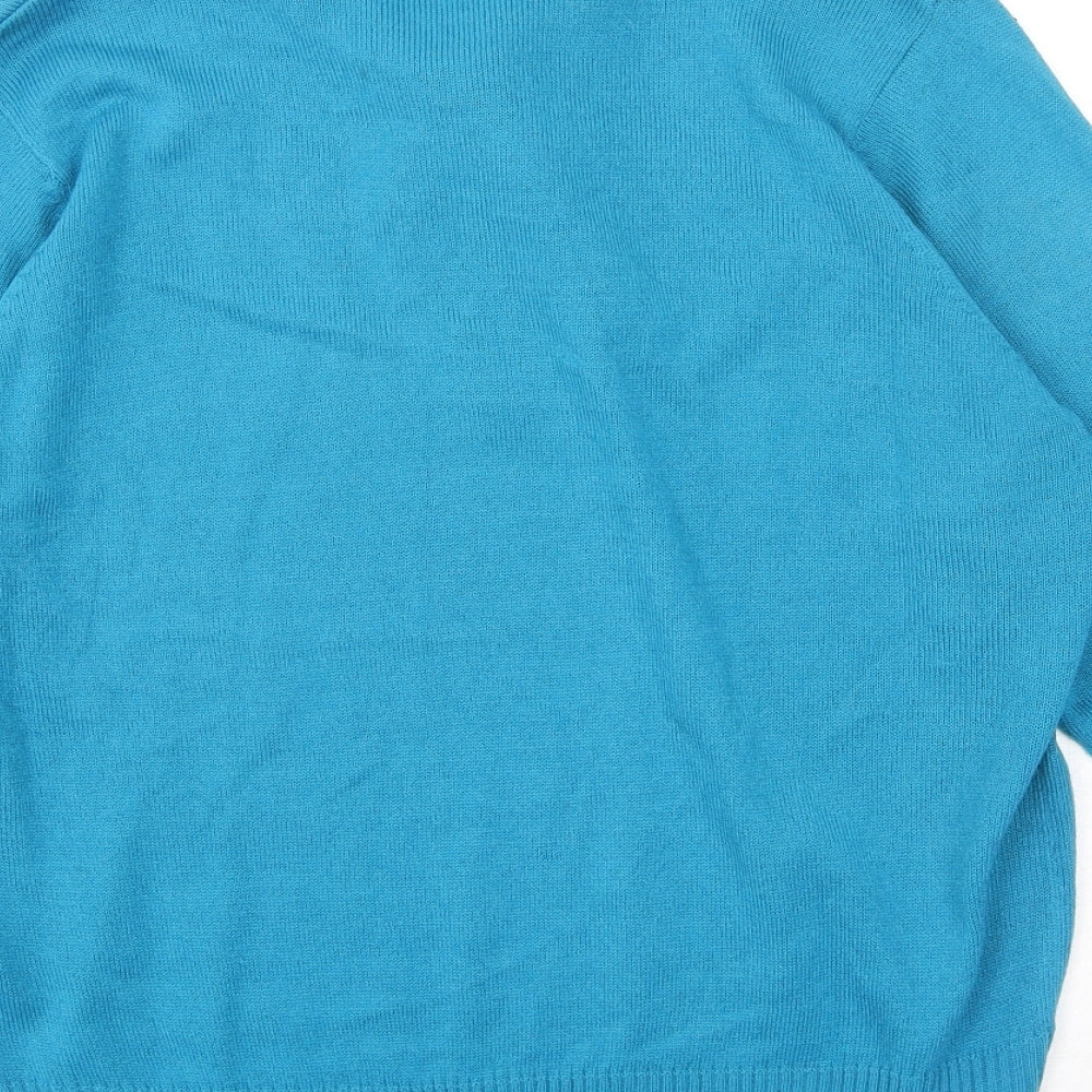EWM Womens Blue V-Neck Acrylic Pullover Jumper Size 14 - Size 14-16