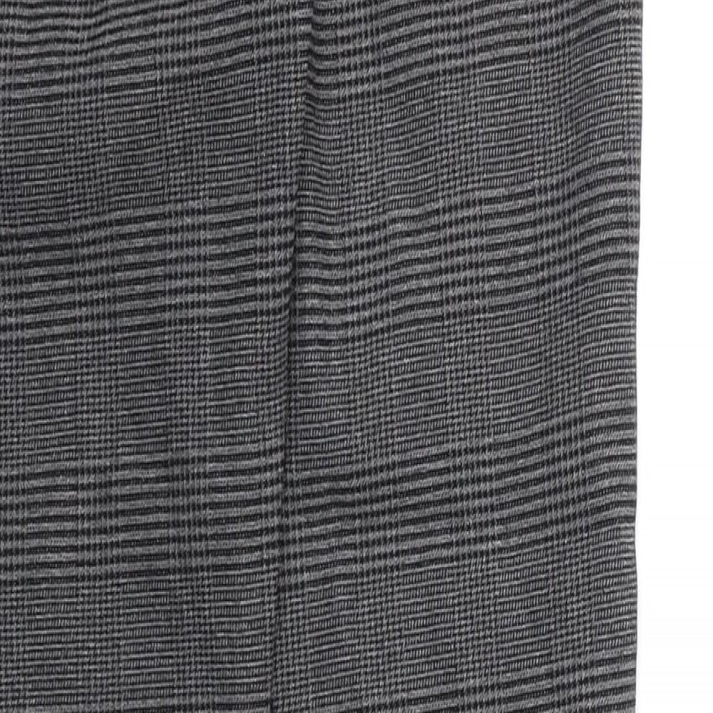 Dorothy Perkins Womens Black Check Viscose Trousers Size 8 Regular Zip