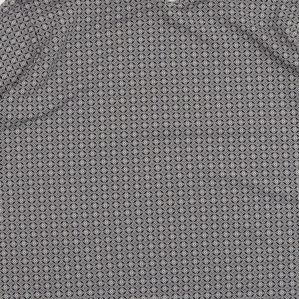 Wallis Womens Grey Geometric Polyester Basic Blouse Size 14 Collared