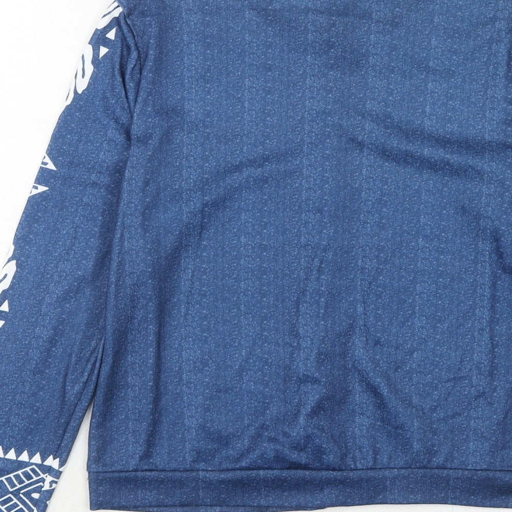 MissLook Womens Blue Geometric Polyester Basic Blouse Size S Boat Neck