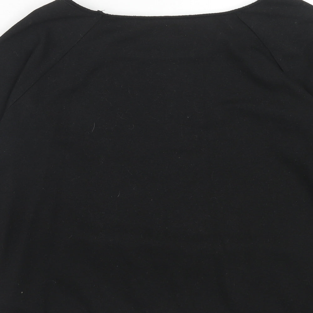 New Look Womens Black Cotton Pullover Sweatshirt Size 10 Pullover