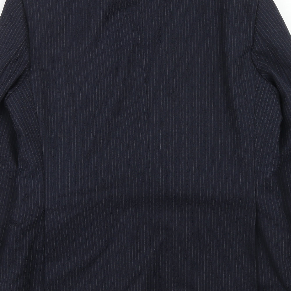 St.Michael Mens Blue Striped Polyester Jacket Suit Jacket Size 40 Regular