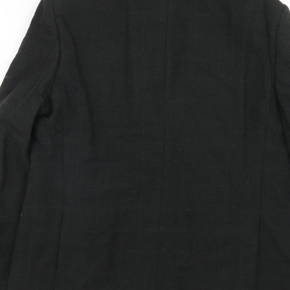 Marks & Spencer Mens Black Check Wool Jacket Blazer Size 40 Regular