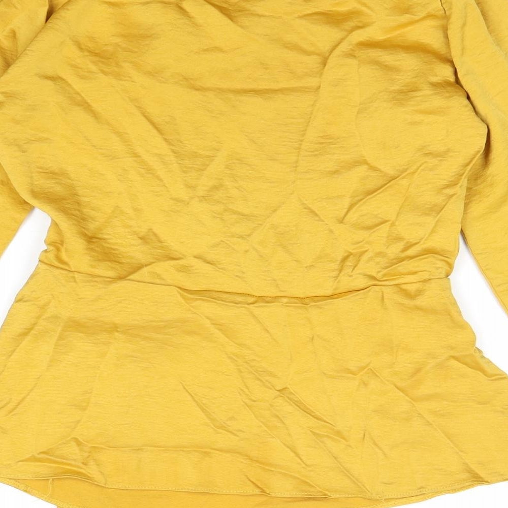 Dorothy Perkins Womens Yellow Polyester Basic Blouse Size 8 V-Neck