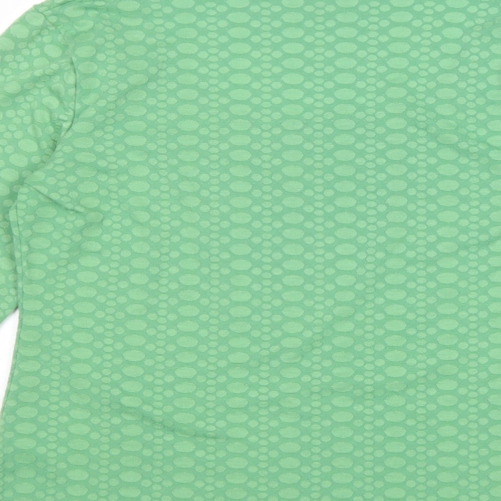 Per Una Womens Green Geometric Polyester Basic Blouse Size 12 Scoop Neck