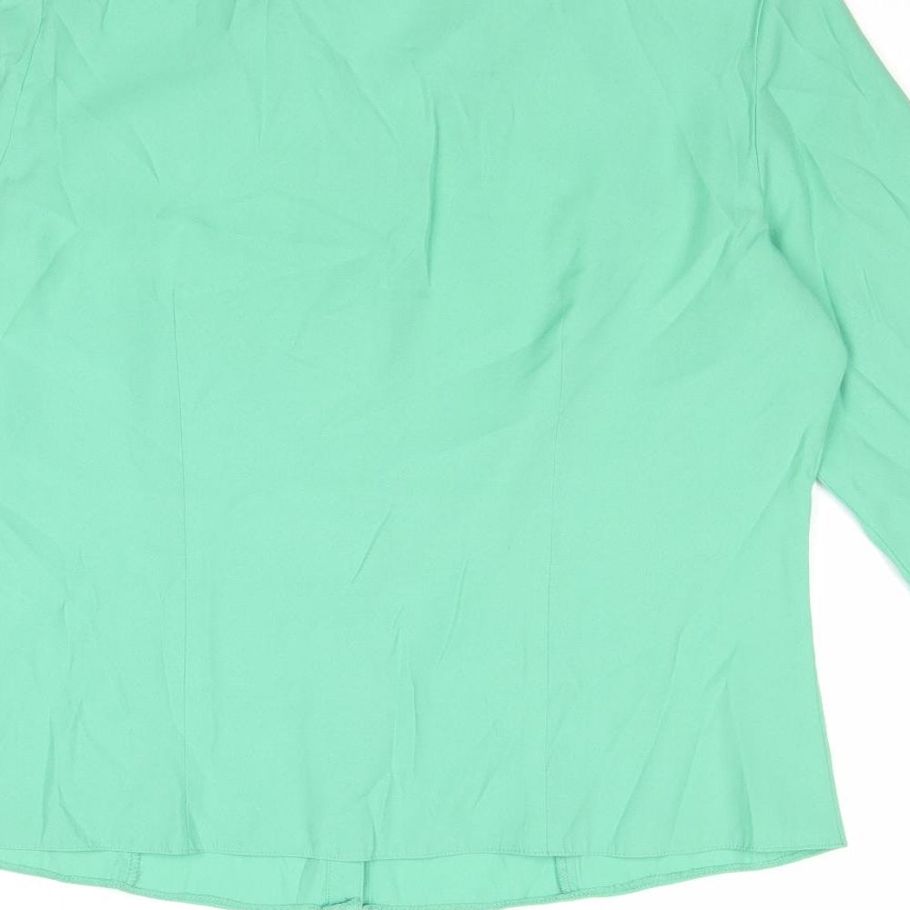 BHS Womens Green Polyester Basic Button-Up Size 14 Collared