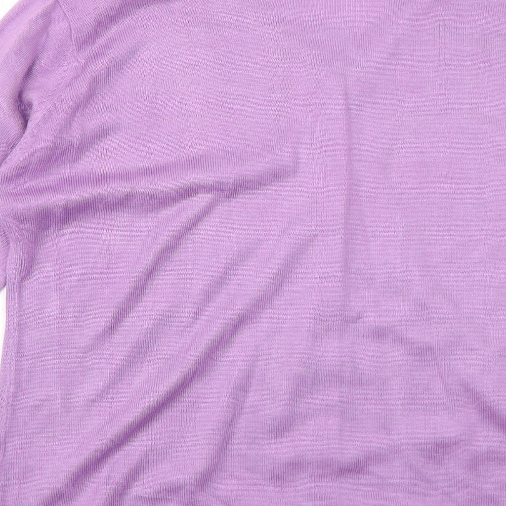 Bonmarché Womens Purple V-Neck Acrylic Cardigan Jumper Size M