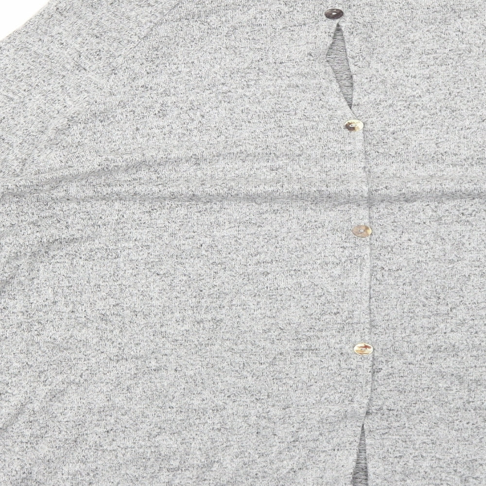 COIN 1804 Womens Grey Polyester Basic Blouse Size M Boat Neck - Flute Sleeve