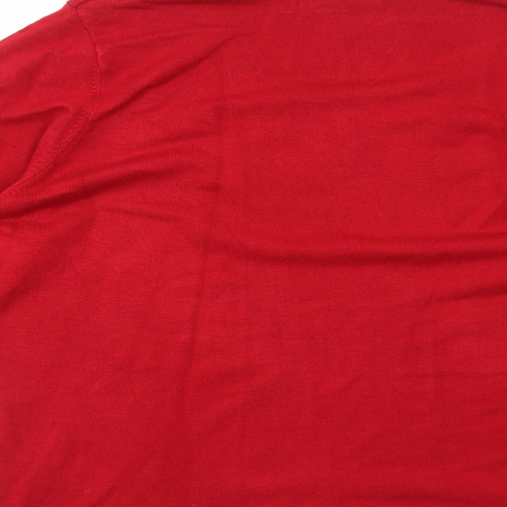 Bonmarché Womens Red Round Neck Viscose Pullover Jumper Size L