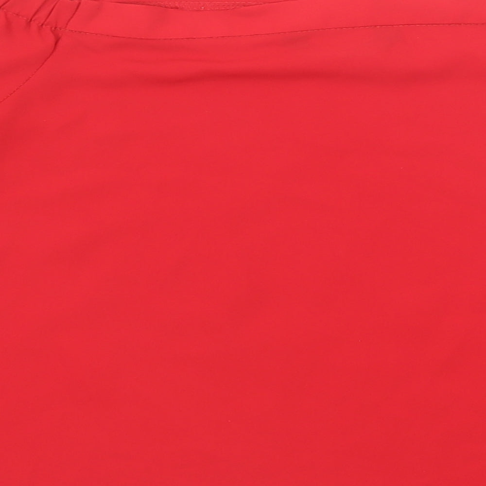 Select Womens Red Polyester Basic Blouse Size 12 Boat Neck