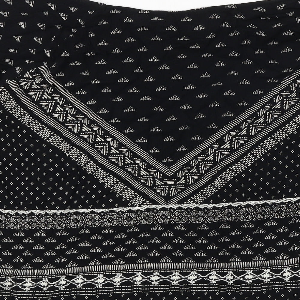 New Look Womens Black Geometric Viscose Basic Blouse Size 10 Round Neck