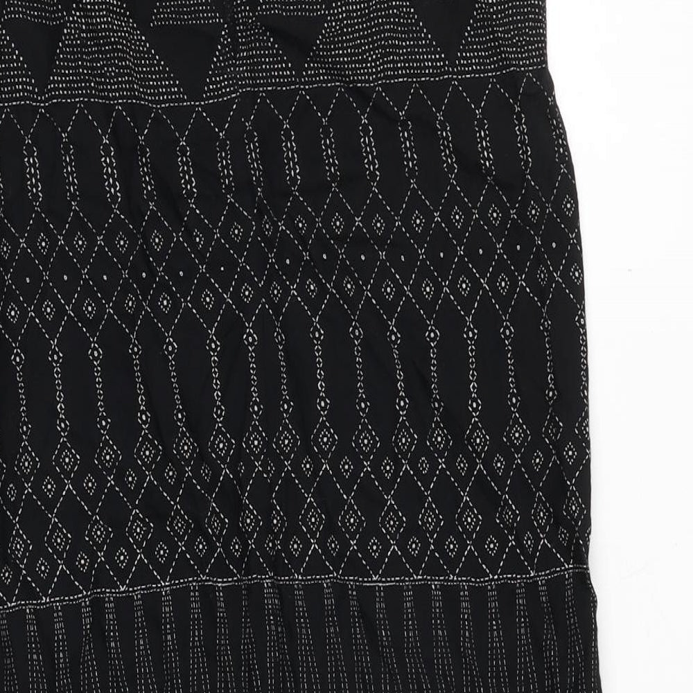 H&M Womens Black Geometric Viscose A-Line Size 6 Round Neck Pullover
