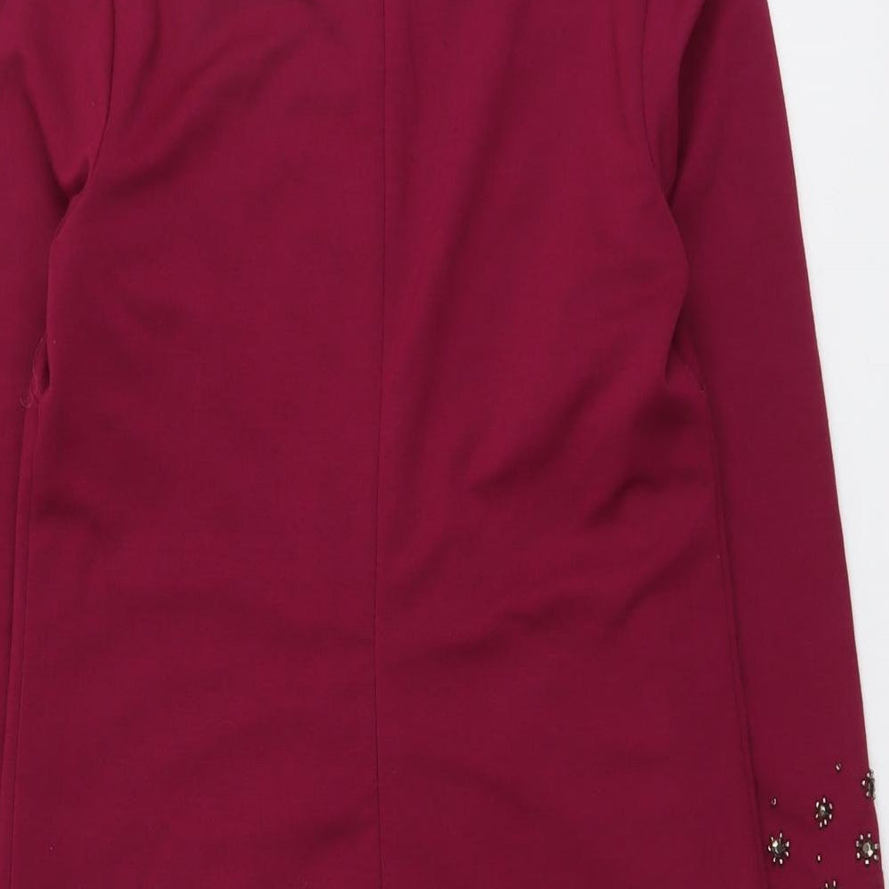 Warehouse Womens Purple Polyester A-Line Size 12 Round Neck Zip