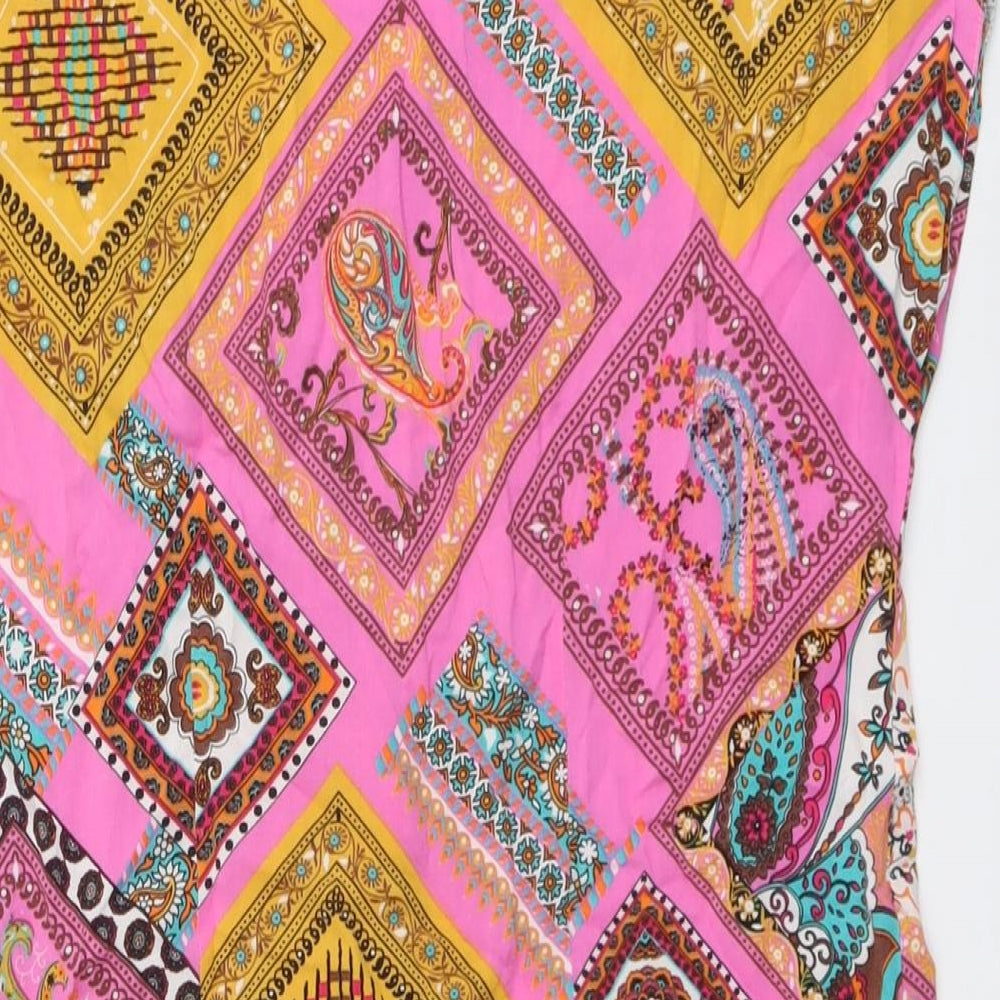 New Look Womens Multicoloured Geometric Viscose Mini Size 14 Round Neck Pullover