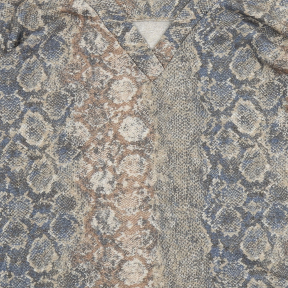 NEXT Womens Beige Round Neck Animal Print Polyester Pullover Jumper Size 14 - Snakeskin Pattern