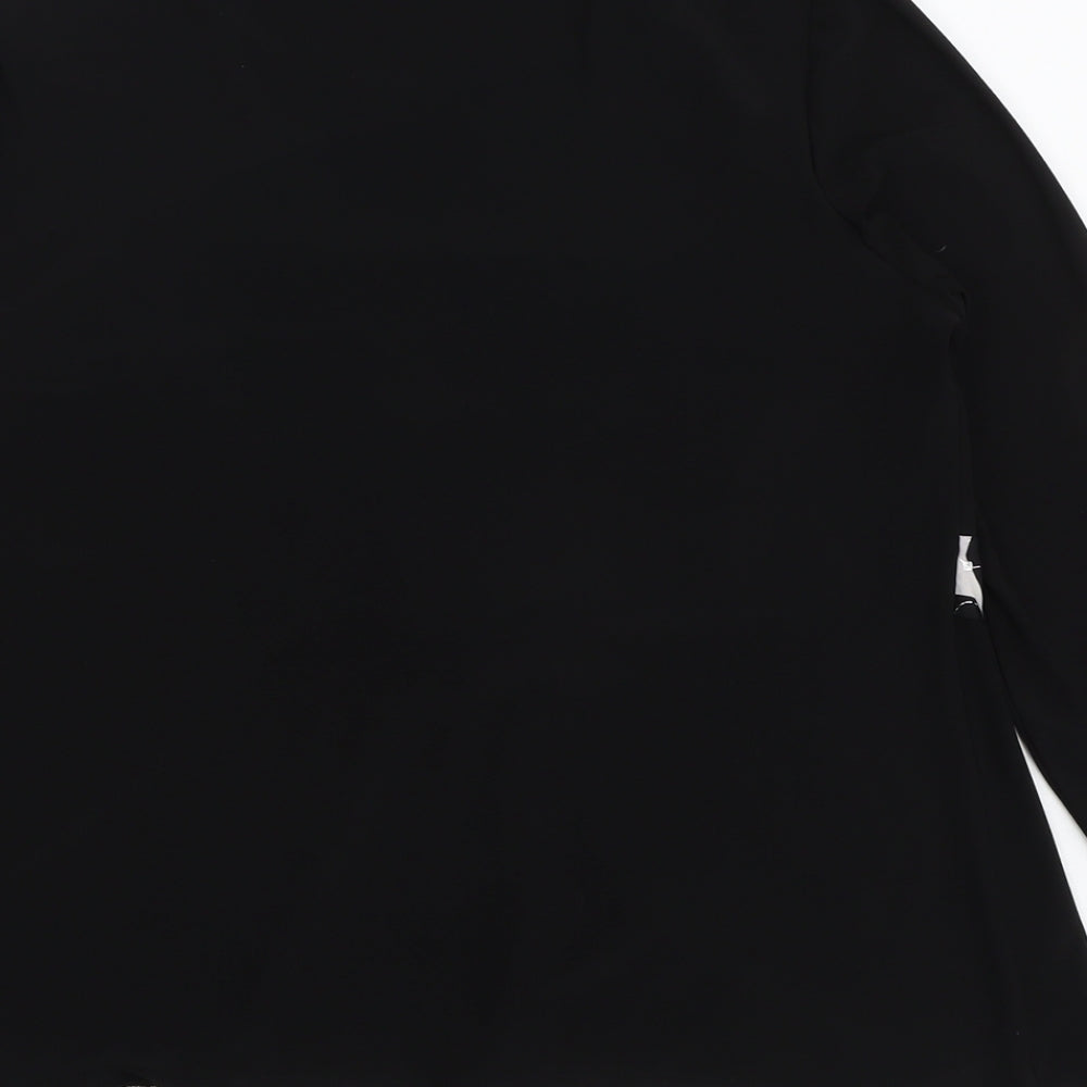 Saloos Womens Black Geometric Polyester Basic Blouse Size M Round Neck - Twin Set