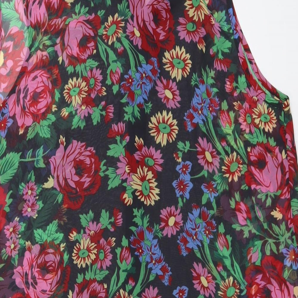 Dorothy Perkins Womens Multicoloured Floral Polyester Basic Button-Up Size 12 Collared
