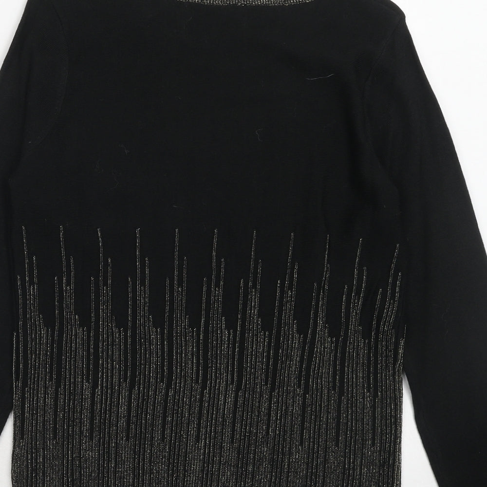 Intuition Womens Black Round Neck Acrylic Pullover Jumper Size 12