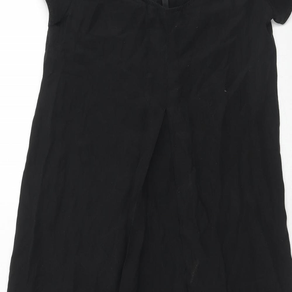 Topshop Womens Black Silk A-Line Size 8 Round Neck Pullover