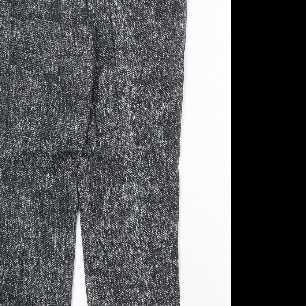 Marks & Spencer Womens Black Cotton Trousers Size 10 Regular Zip