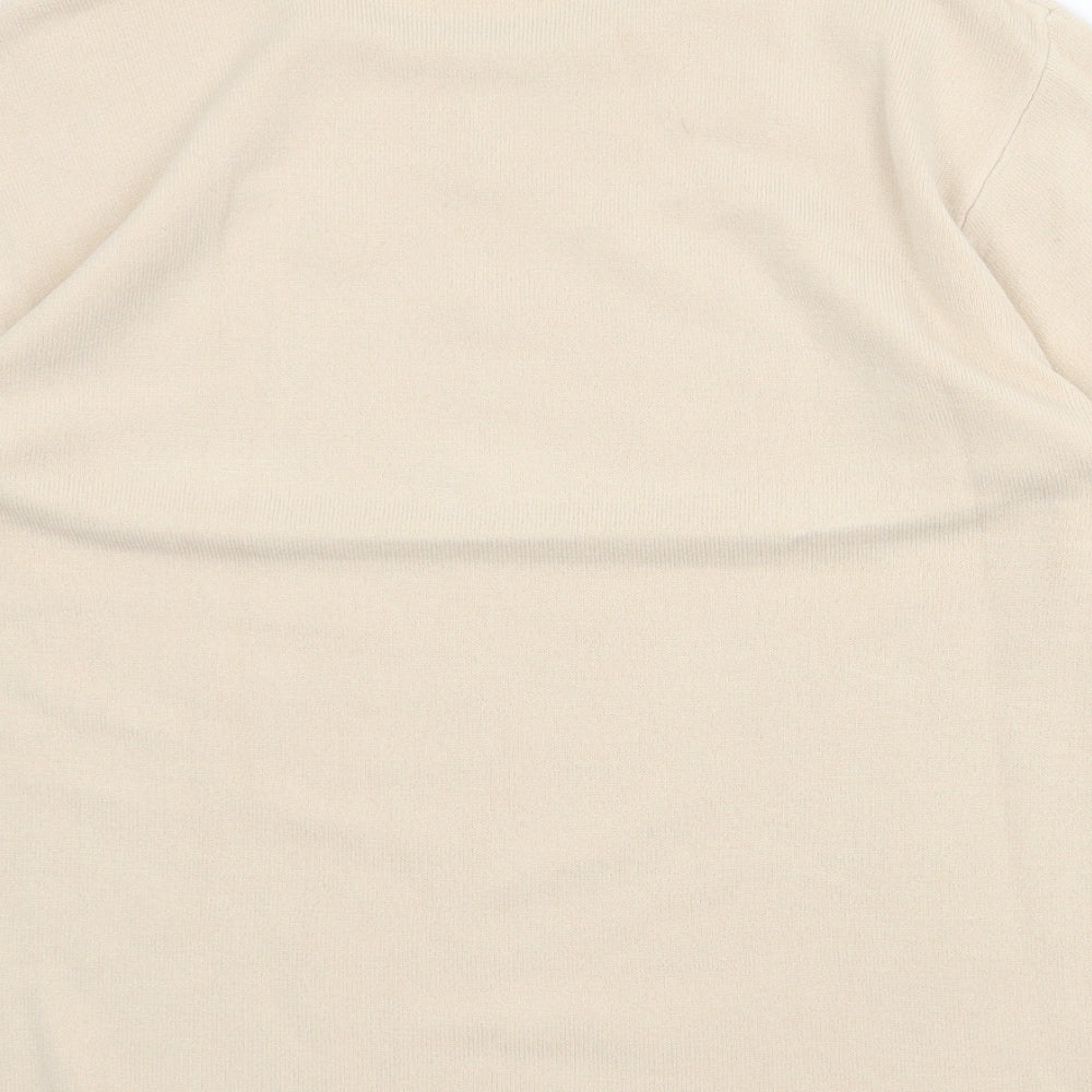 Bonmarché Womens Beige Round Neck Acrylic Pullover Jumper Size M