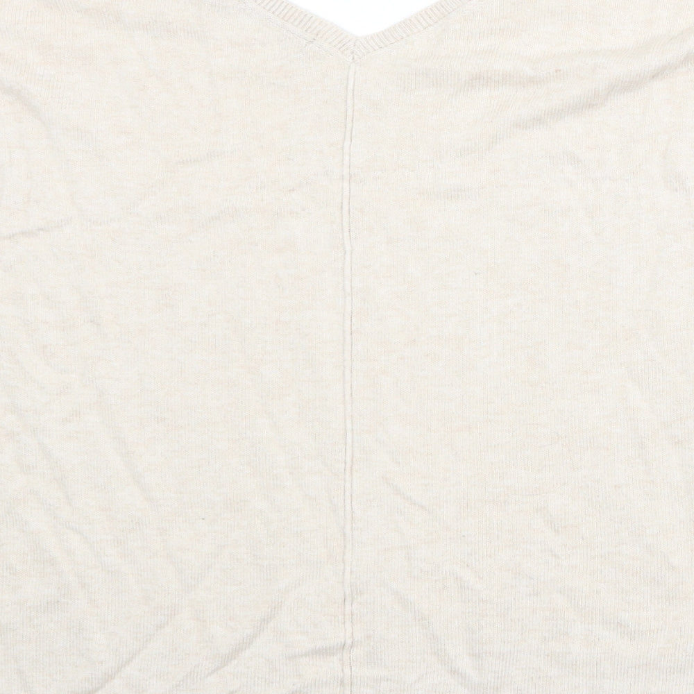 Marks and Spencer Womens Beige V-Neck Viscose Pullover Jumper Size 12