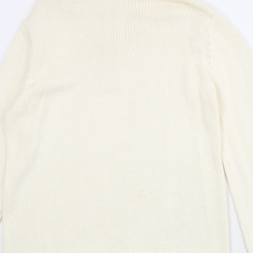 EA Womens Ivory High Neck Acrylic Pullover Jumper Size L